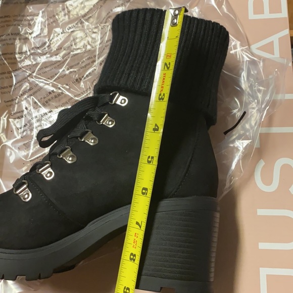 Justfab BLACK or GRAY Ankle Boots with Sweater Cuff - Picture 5 of 15